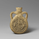 Pilgrims flask for Saint Menas, outside of Alexandria, Egypt. Unglazed earthenware, 4th -7th century. Open access provided by the Metropolitan Museum of Art